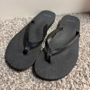 Sanuk Yoga Mat Black Flip Flop Sandals Womens 11 Casual Comfort Thong Shoes